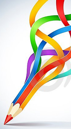 Lápices de colores entrelazados